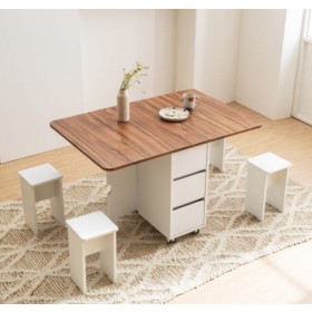 바로크가구 폴드 이동식 확장형 접이식 식탁 테이블 하이그로시